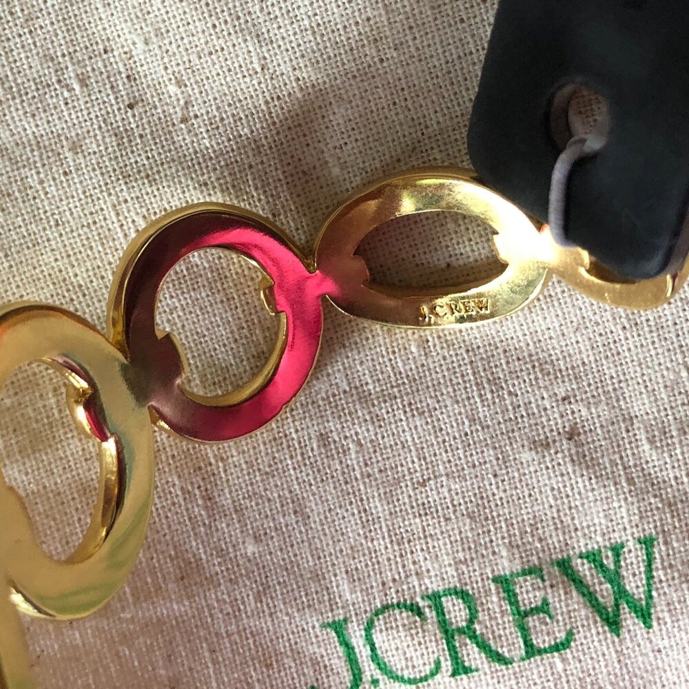 NEW J.Crew Gold Cuff Bracelet with Crystal Rhinestone accent Tag~Bag&Box - Picture 8 of 8